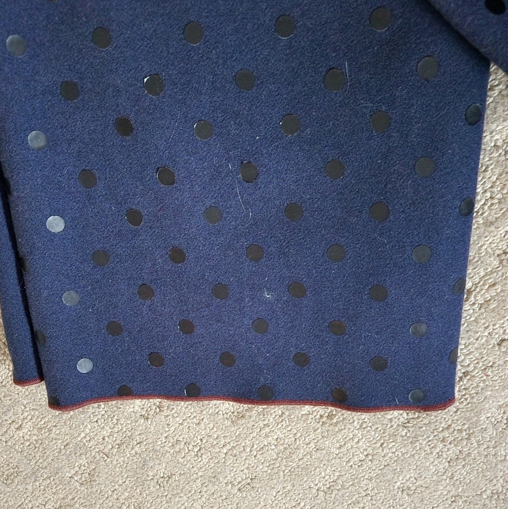 Marc Jacobs Runway $1900 Wide Leg High Waist Flare Dot Wool Pant XS 2 navy - Picture 9 of 12